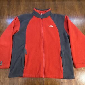 The North Face Fleece‎ Jacket Boys XL Long Sleeve Full Zip Red Pockets